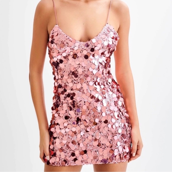 Meshki Dresses & Skirts - Meshki Romilly Pink Sequin Mini Dress